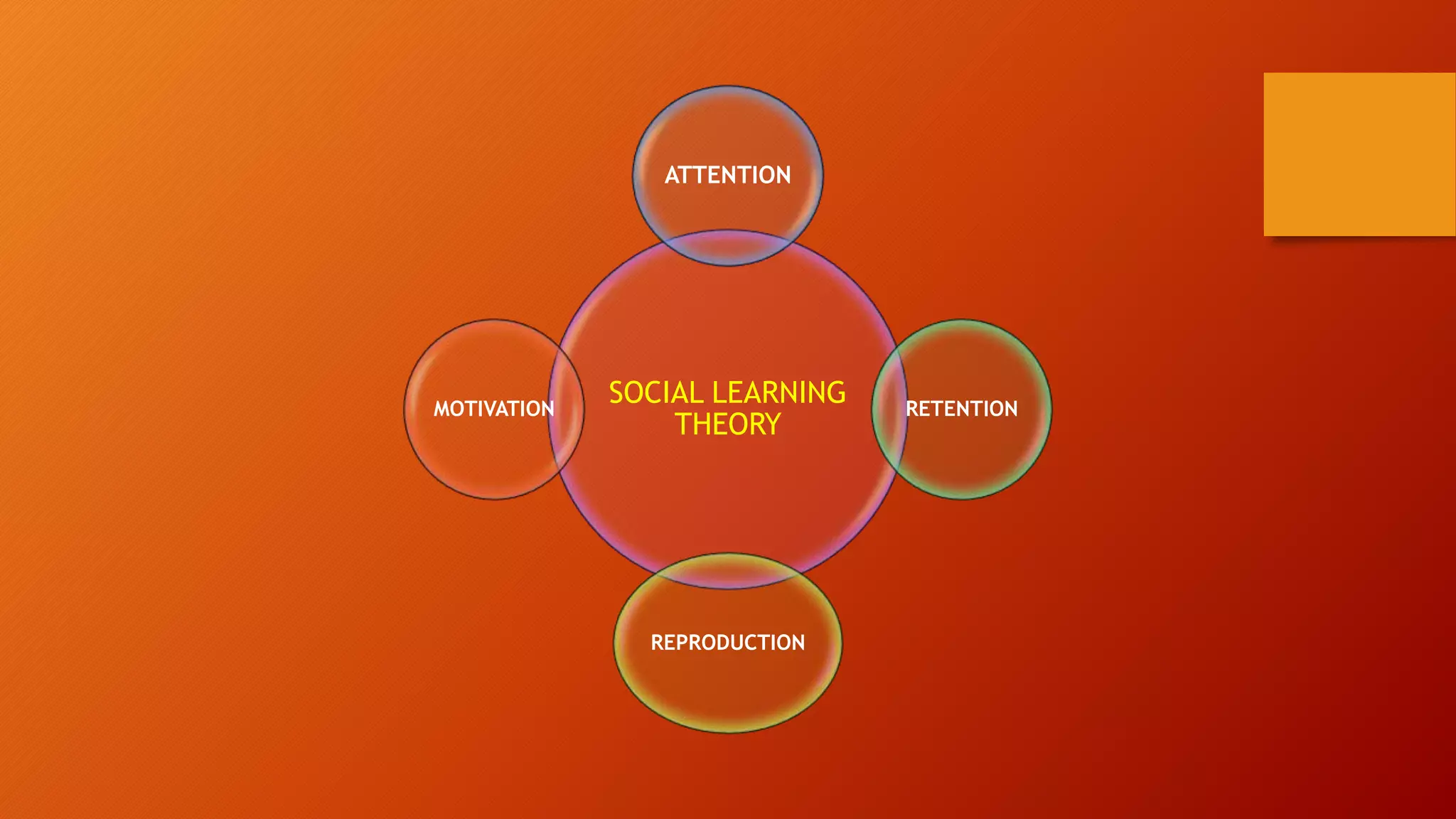 SOCIAL LEARNING
THEORY
ATTENTION
RETENTION
REPRODUCTION
MOTIVATION
 