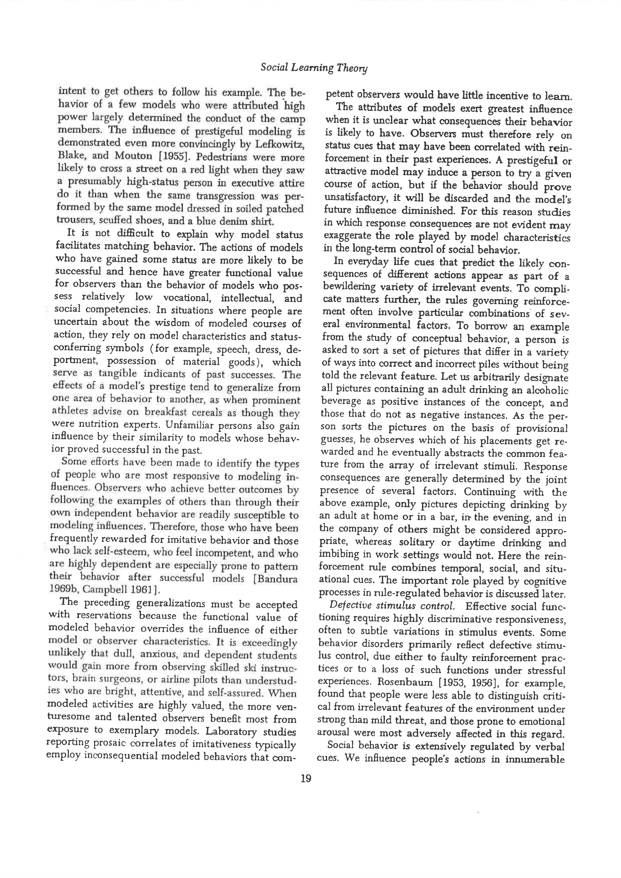 Social learning theory by albert bandura