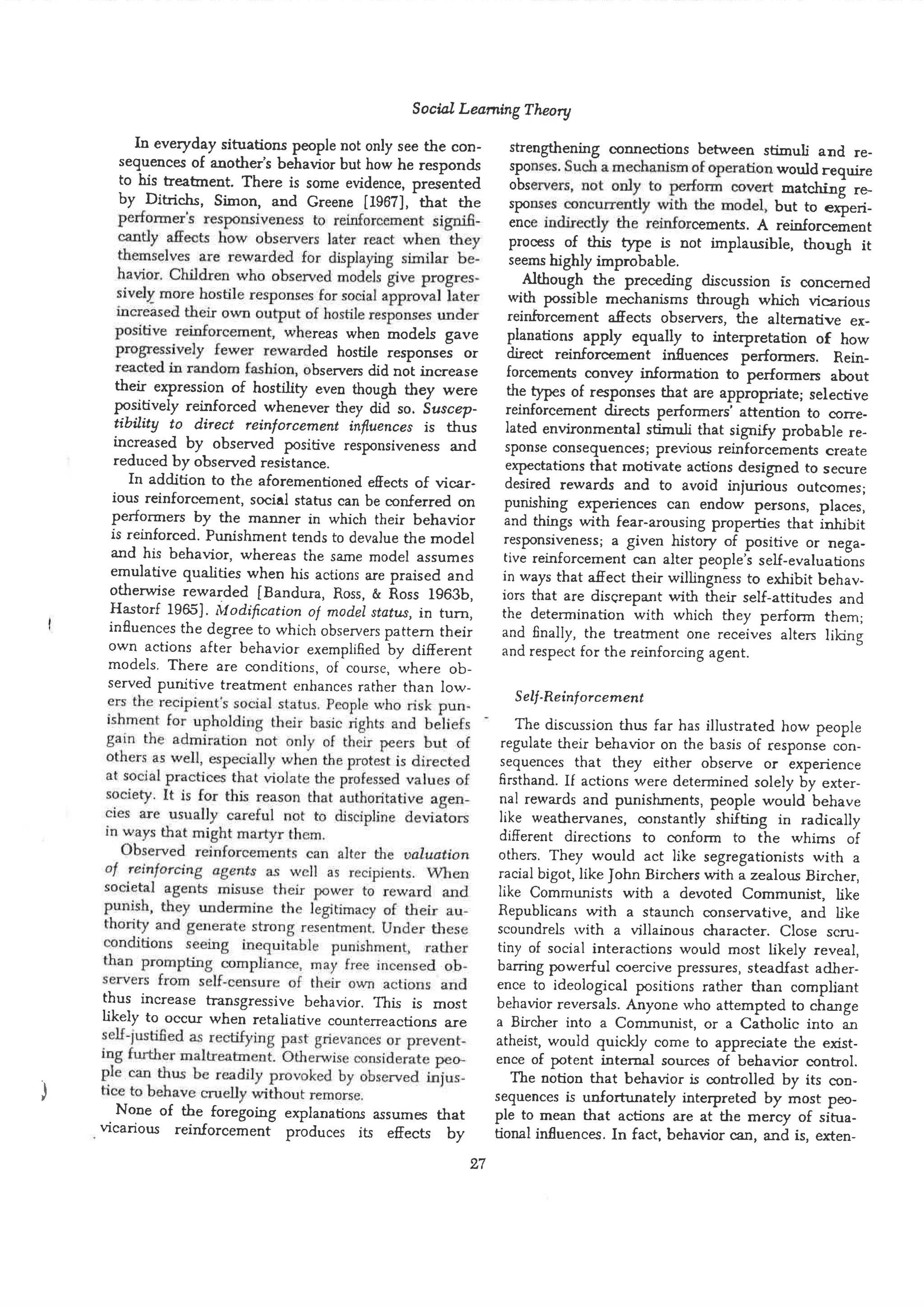 Social learning theory by albert bandura