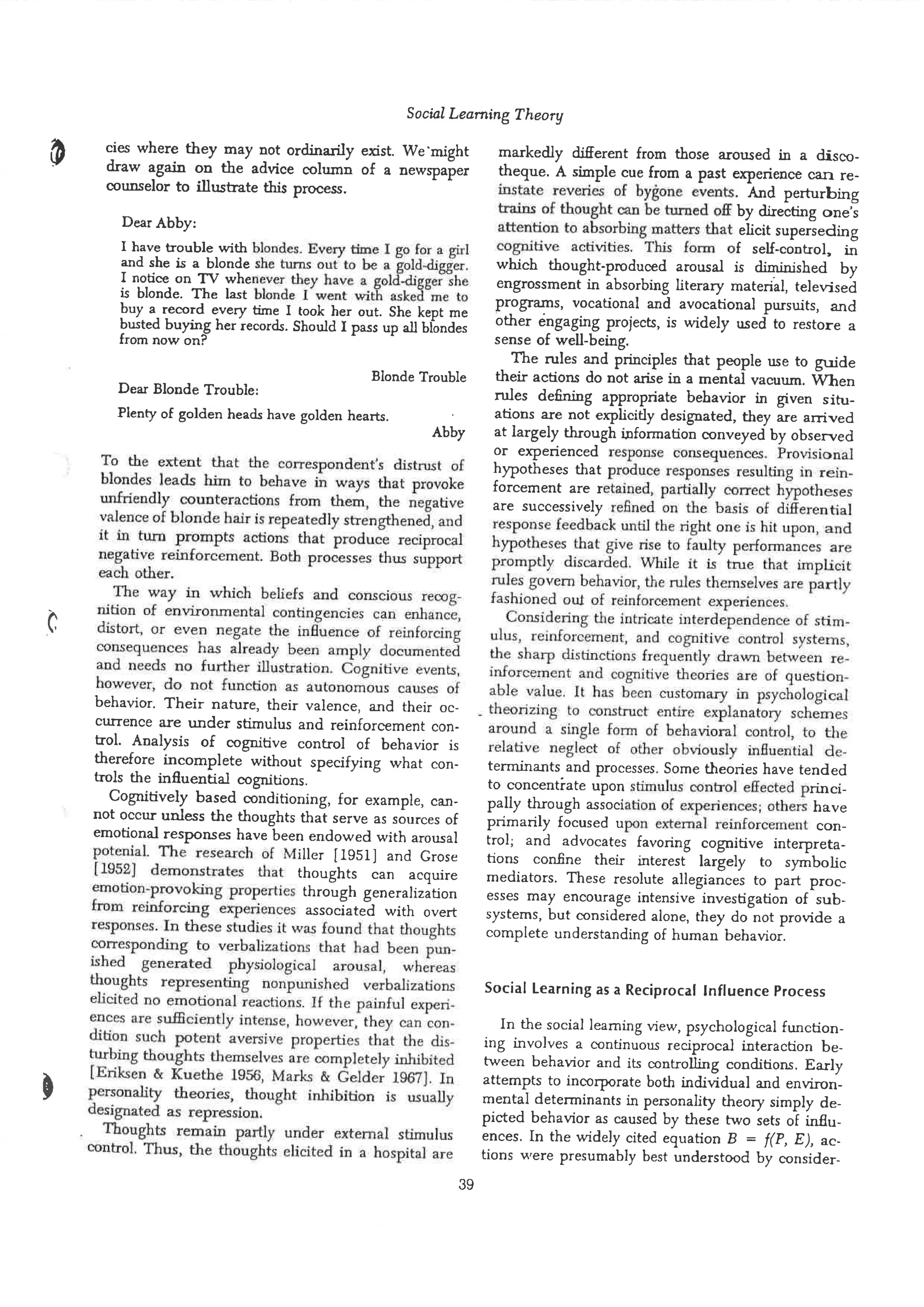 Social learning theory by albert bandura