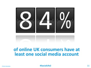 #SocialLife2 11© Harris Interactive
of online UK consumers have at
least one social media account
 