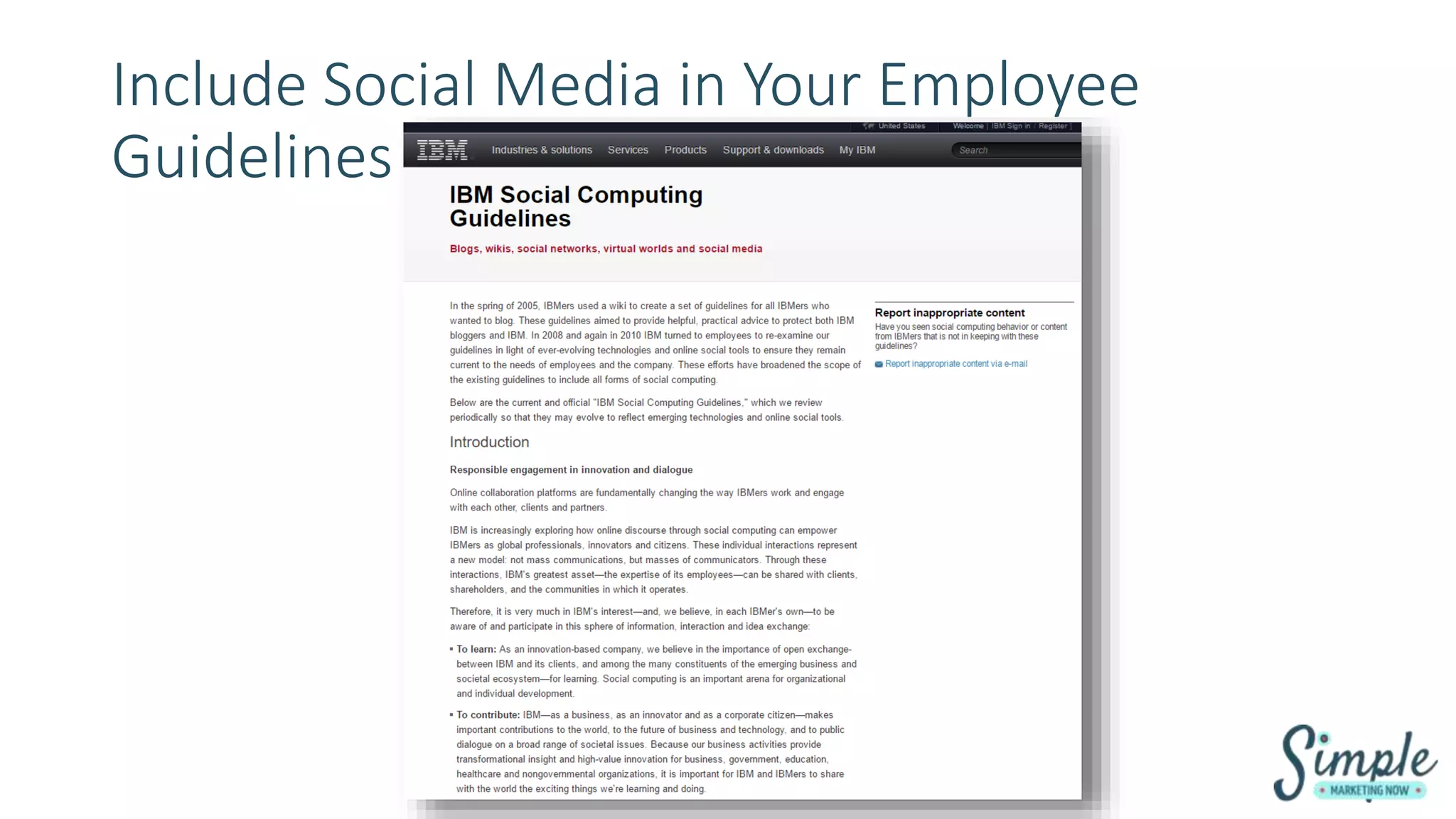 Include Social Media in Your Employee
Guidelines
 