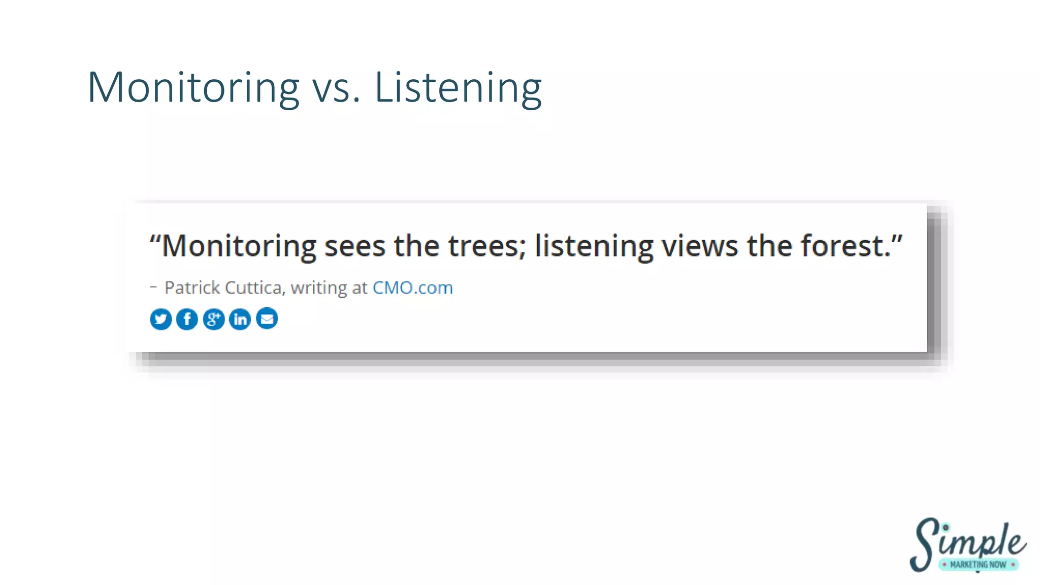 Monitoring vs. Listening
 