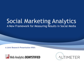 Social Marketing Analytics
A New Framework for Measuring Results in Social Media
A Joint Research Presentation With:
 