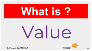 Value
What is ?
17/05/2021
Dr.Pongsak SWATDIKIAT 14
 