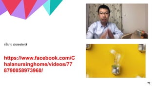 77
อธิบาย cloresterol
https://www.facebook.com/C
halanursinghome/videos/77
8790058973960/
/
 