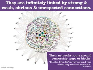 They are infinitely linked by strong &
weak, obvious & unexpected connections.




                    Their networks rout...