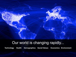 Our world is changing rapidly...
Technology Health Demographics Social Values Economics Environment
 