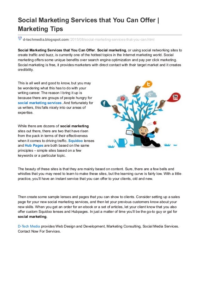 social marketing services that you can offer marketing tips