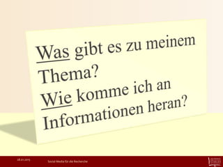 28.01.2015
Social Media für die Recherche
 