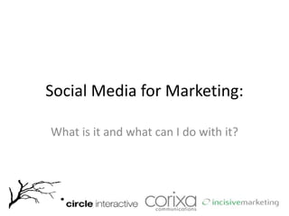 Social Media for Marketing: What is it and what can I do with it? 