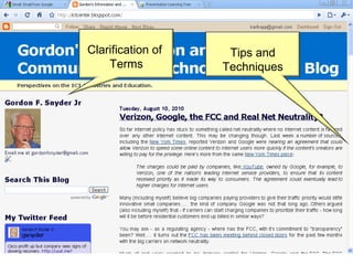 Clarification of  Terms Tips and Techniques 