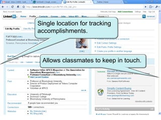 Single location for tracking accomplishments. Allows classmates to keep in touch. 