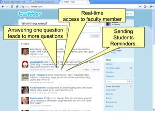 Real-time access to faculty member Sending Students Reminders. Answering one question leads to more questions 