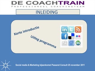 INLEIDING




Social media & Marketing bijeenkomst Passend Consult 25 november 2011
 