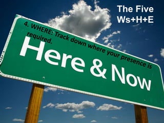 The Five
Ws+H+E
 