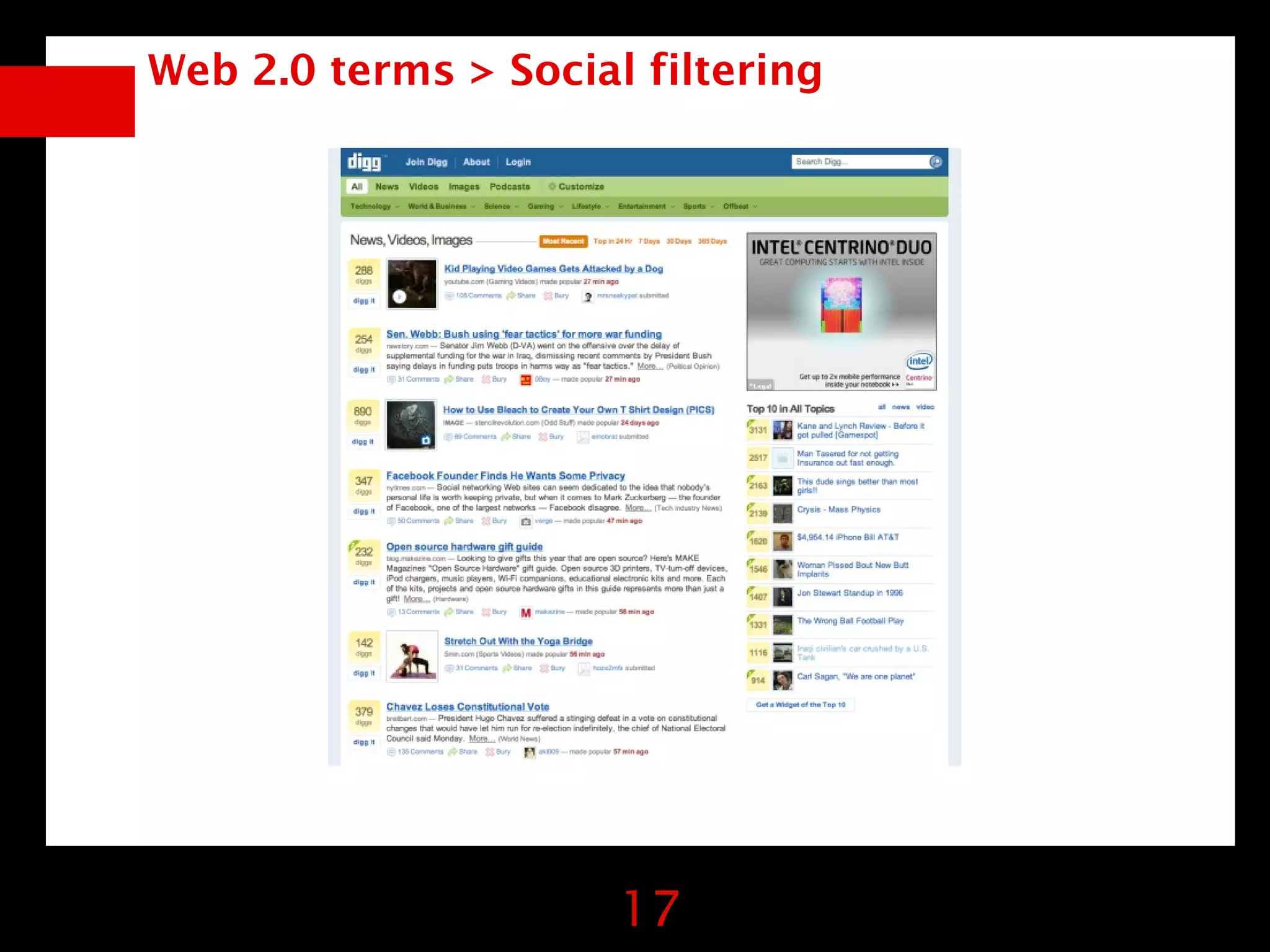 Web 2.0 terms > Social filtering




                      17
 