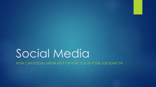 Social Media
HOW CAN SOCIAL MEDIA HELP OR HURT YOU IN YOUR JOB SEARCH?
 