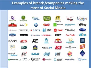 Examples of brands/companies making the
          most of Social Media
 