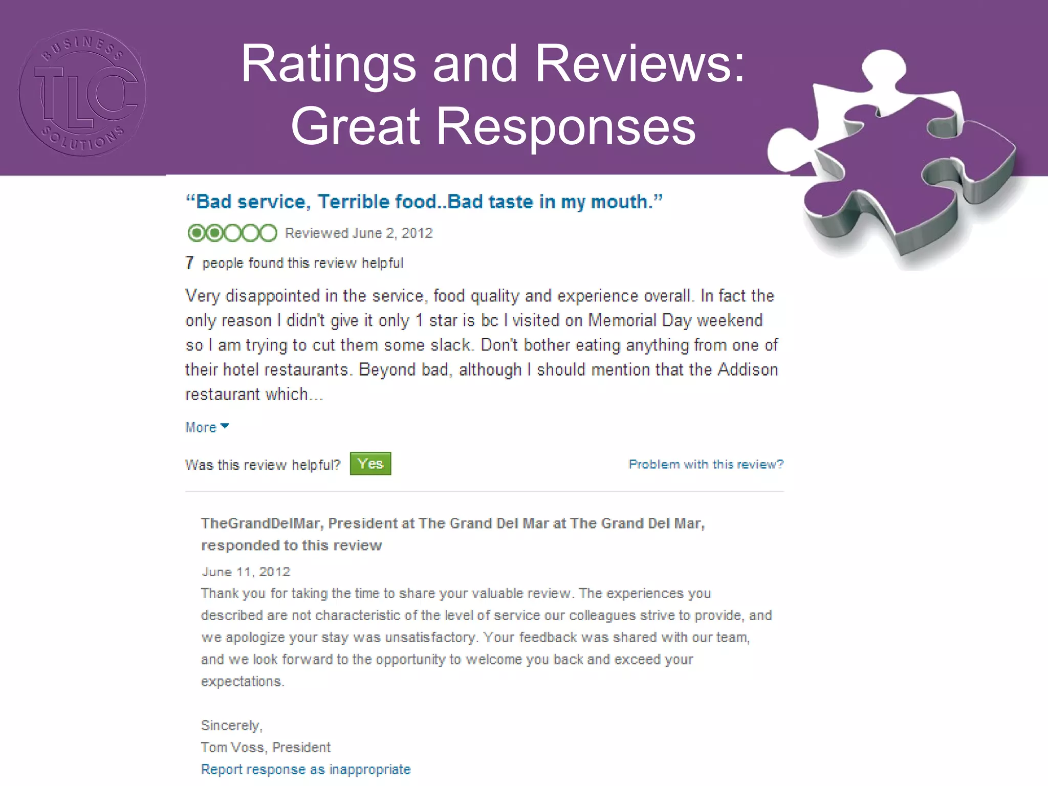 Ratings and Reviews: 
Great Responses 
 