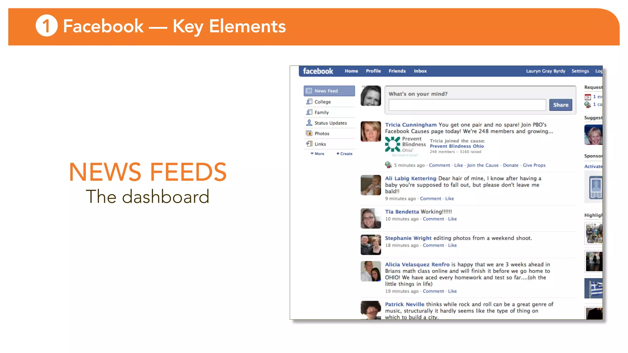 1 Facebook — Key Elements




  NEWS FEEDS
    the dashboard
 