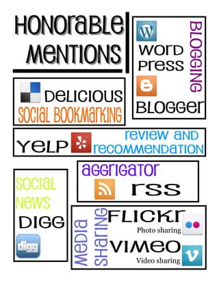 Photo sharing
Video sharing
 