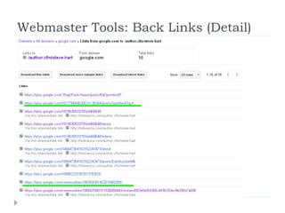 Webmaster Tools: Back Links (Detail)
 