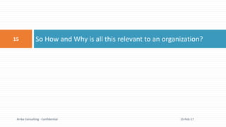 So How and Why is all this relevant to an organization?
15-Feb-17
15
Arrka Consulting - Confidential
 