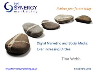 Achieve your future today Digital Marketing and Social Media: Ever Increasing Circles Tina Webb www.trisynergymarketing.co.uk				t: 023 9248 0082 
