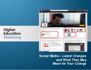 Social Media – Latest Changes and What
They May Mean for Your College

Social Media – Latest Changes
and What They May
Mean for Your College
Slide 1

 