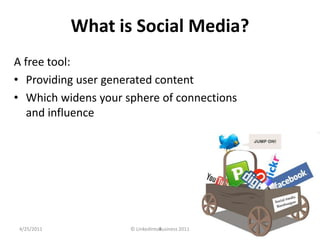 What is Social Media?<br />A free tool:<br />Providing user generated content<br />Which widens your sphere of connections...