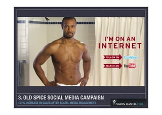 3. OLD SPICE SOCIAL MEDIA CAMPAIGN
107% INCREASE IN SALES AFTER SOCIAL MEDIA ENGAGEMENT
 