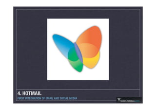 4. HOTMAIL
FIRST INTEGRATION OF EMAIL AND SOCIAL MEDIA
 
