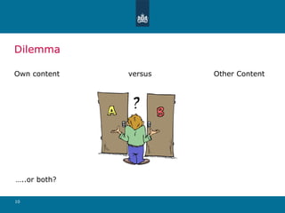 Dilemma Own content versus Other Content … ..or both? 