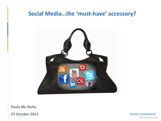 Social Media…the ‘must-have’ accessory?




Paula Mc Nulty
27 October 2011
 