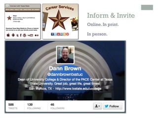 Inform & Invite
    Online. In print.

    In person.




+
 