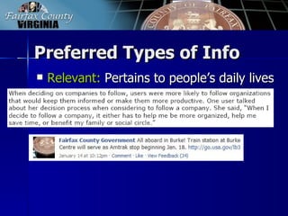 Preferred Types of Info
   Relevant: Pertains to people’s daily lives
 