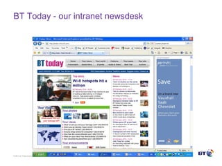 © Brit ish Telecommunicat ions plc
BT Today - our intranet newsdesk
 