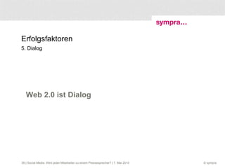 Erfolgsfaktoren 5. Dialog Web 2.0 ist Dialog  | Social Media: Wird jeder Mitarbeiter zu einem Pressesprecher? | 7. Mai 2010 