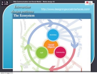 Web Communication and Social Media - Media design 03


                   Interaction
                                                           http://www.designingsocialinterfaces.com/
                 design patterns




sabato 22 maggio 2010
 