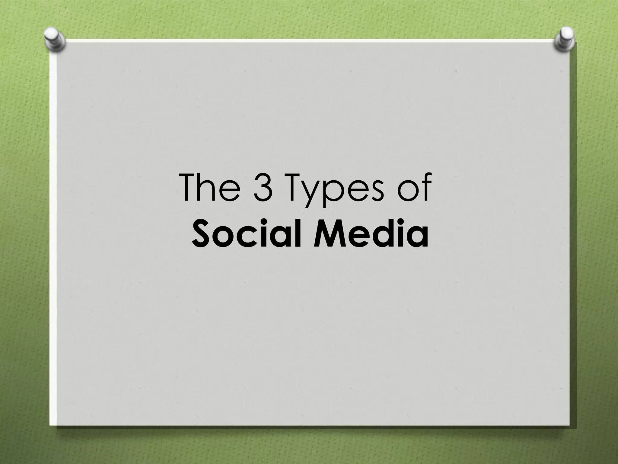 The 3 Types of  Social Media 
