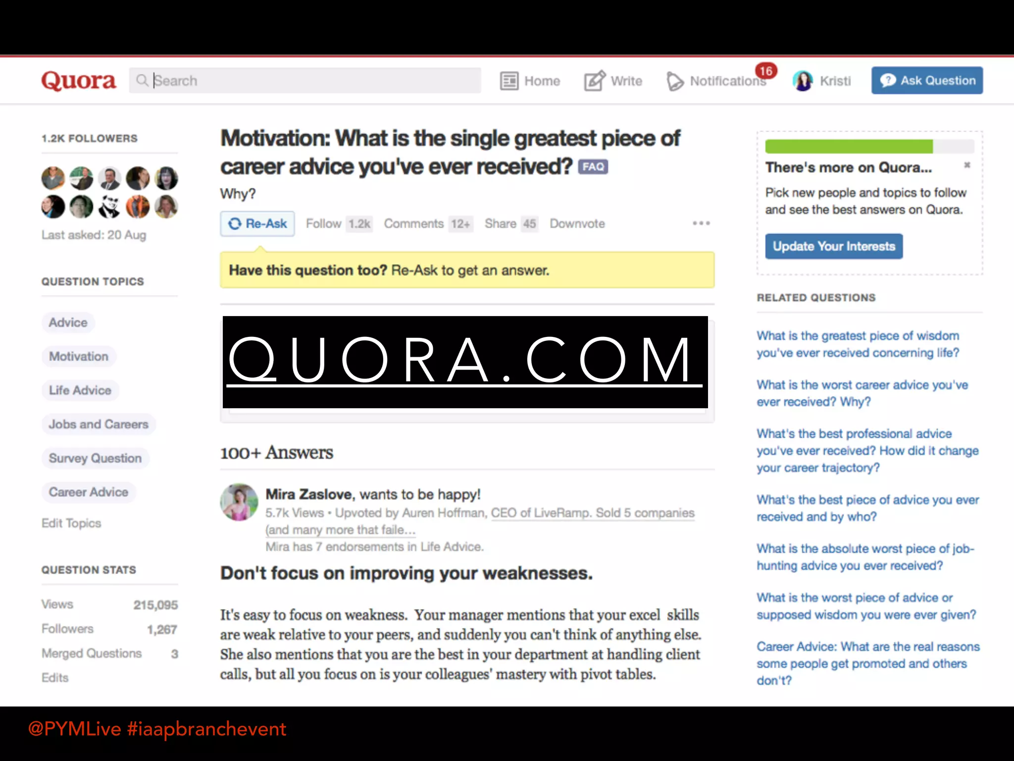 Q U O R A . C O M
@PYMLive #iaapbranchevent
 