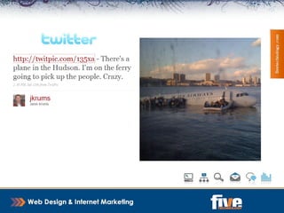How Can A Bank Use Twitter? Have a voice on the channel Transparency / Fish Bowl Promote website, blog, other media Customer service, answer questions Identify area small businesses Learn from others Integration with other marketing efforts 