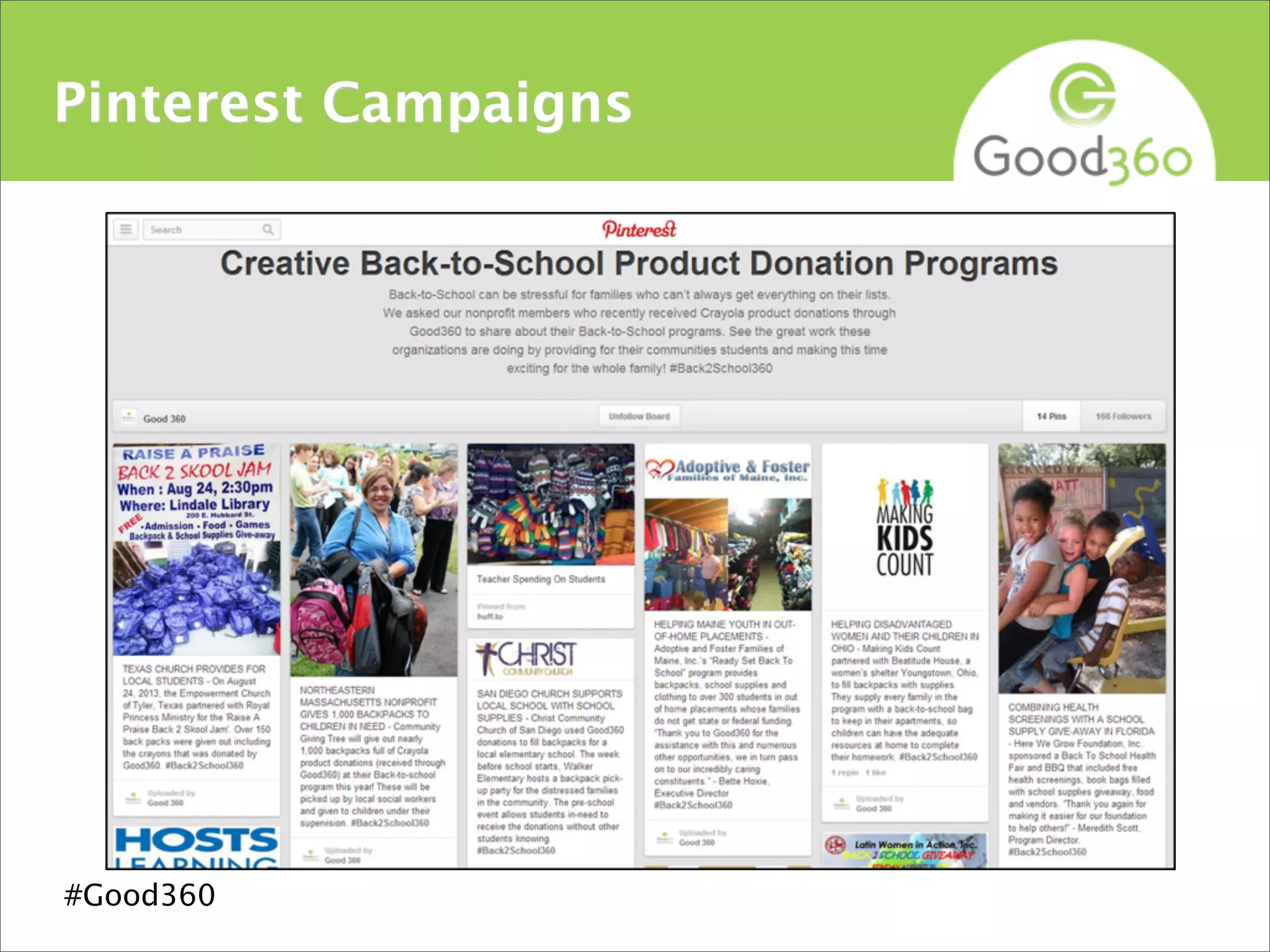 Pinterest Campaigns
#Good360
 