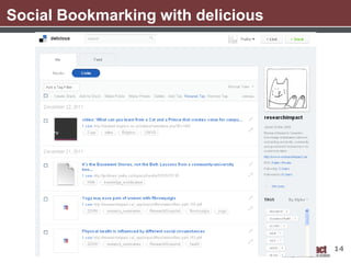 Social Bookmarking with delicious




                                    14
 