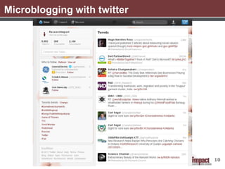 Microblogging with twitter




                             10
 