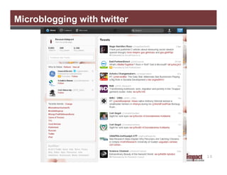 Microblogging with twitter




                             10
 