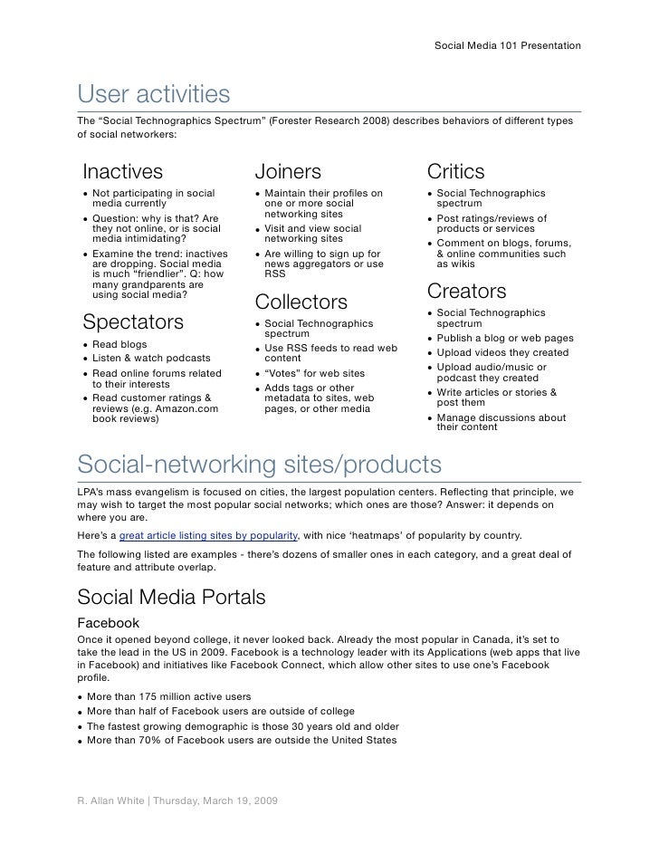 Social Media 101 Outline