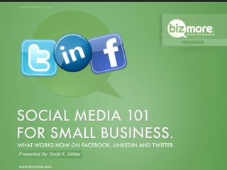 Social Media 101 Facebook, LinkedIn and Twitter Scott K. Wilder 