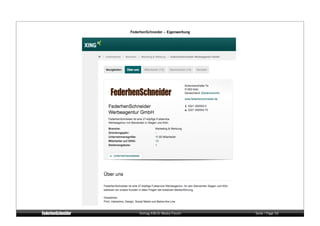 FederhenSchneider – Eigenwerbung




    Vortrag KM:SI Media Forum      Seite / Page 34
 